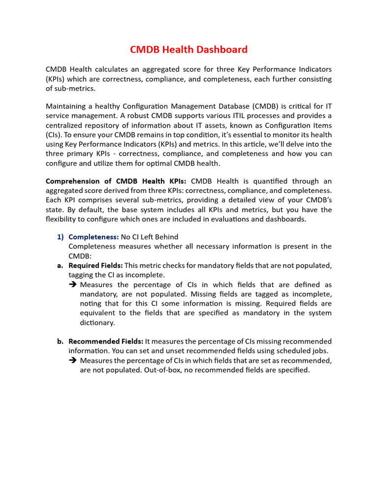 CMDB Health KPIs for Windows Servers | PDF | Performance Indicator | Audit