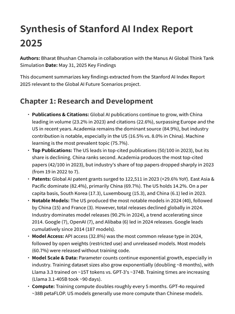 Key Findings from Stanford AI Index 2025 | PDF | Artificial ...