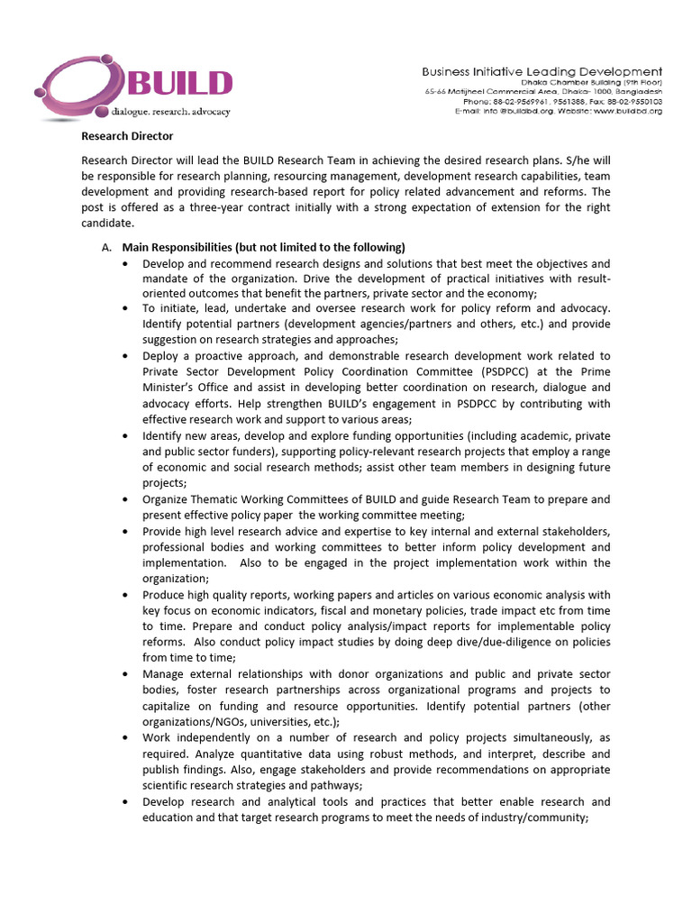 Open Positions Research Director | PDF | Data | Policy