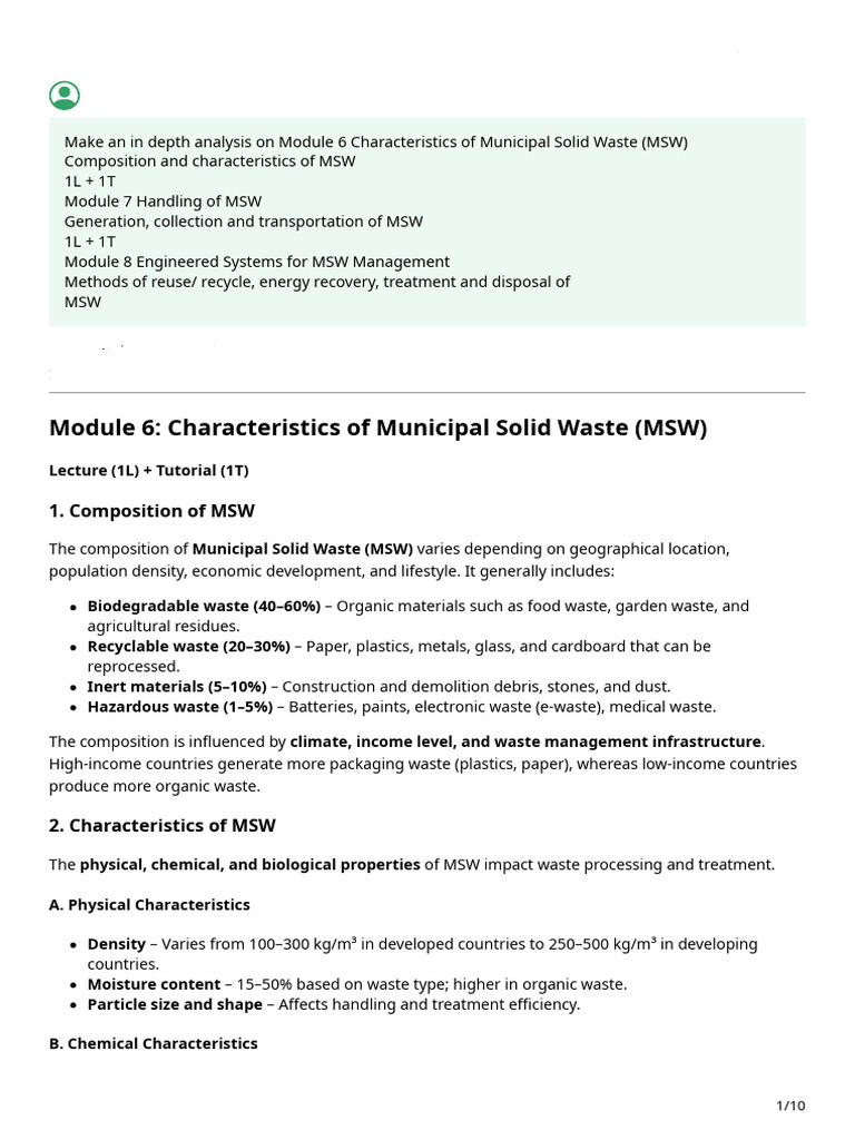 MSW Management: Composition & Strategies | PDF | Waste Management | Waste