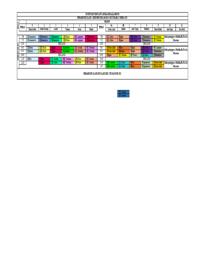 Horario Clases Secundaria 2025 | PDF