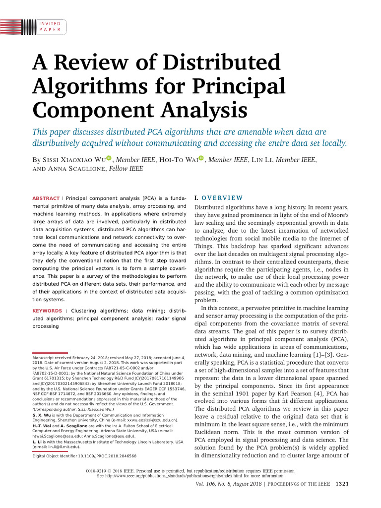 A Review of Distributed Algorithms for Principal Component Analysis ...