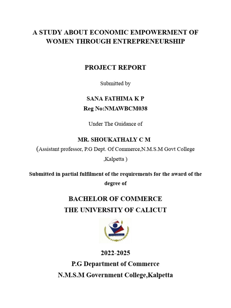 A Study About Economic Empowerment of Women Through Entrepreneurship ...