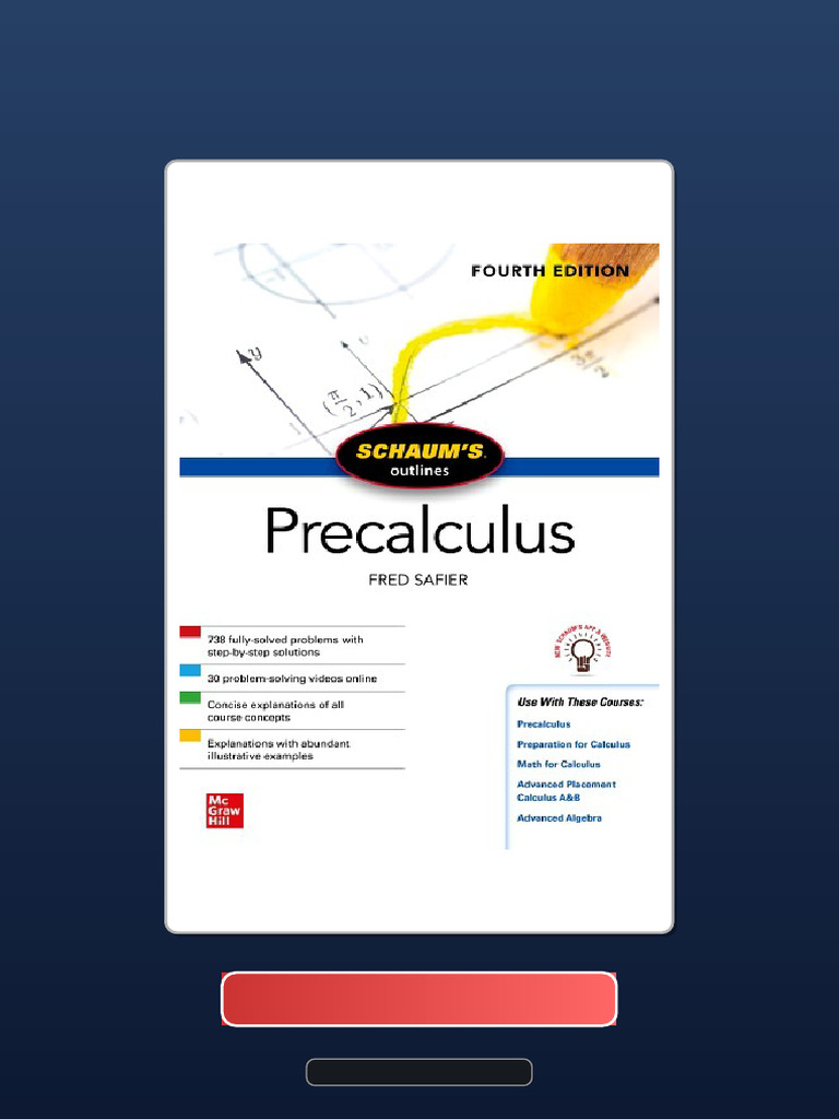 Complete Bundle Schaums Outline of Precalculs 4th Edition Fred Safier ...