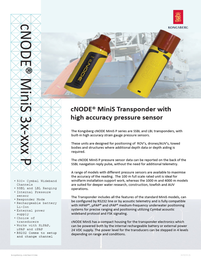 cNODE MiniS Transponder Overview | PDF | Pressure Measurement | Equipment