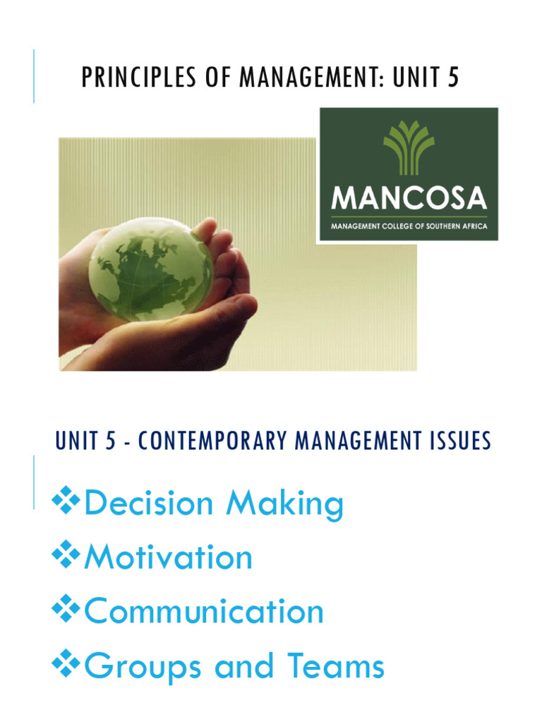 Principle of Management Unit 5 2021 PDF | PDF | Communication | Motivation