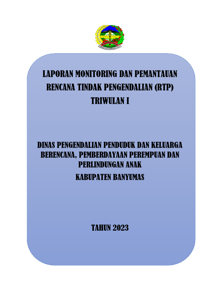 Laporan Pemantauan RTP DPPKBP3A 2023 | PDF