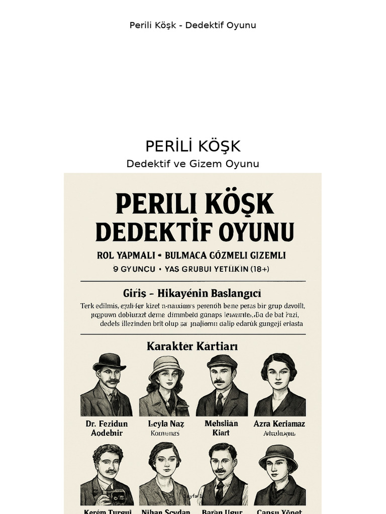 Perili Kosk Dedektif Oyunu 20 Sayfa Turkce | PDF