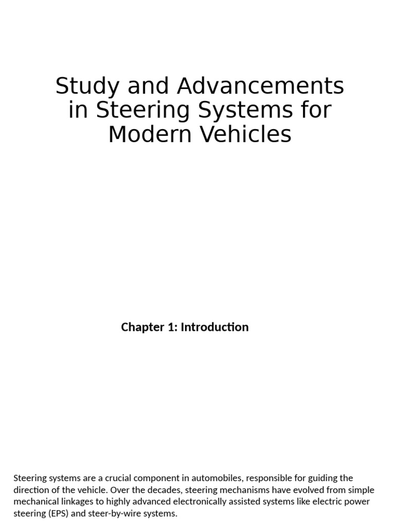 Study and Advancements in Steering Systems For Modern | PDF | Steering ...