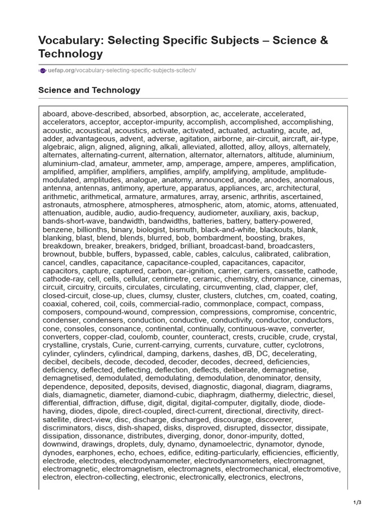 Science & Technology Vocabulary Guide | PDF | Vacuum Tube | Capacitor