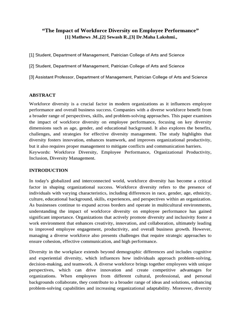 The Impact of Workforce Diversity On Employee Performance | PDF ...