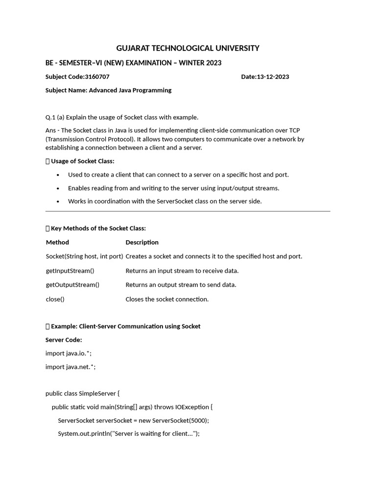 Advanced Java Programming Exam Guide | PDF | Web Server | Internet & Web
