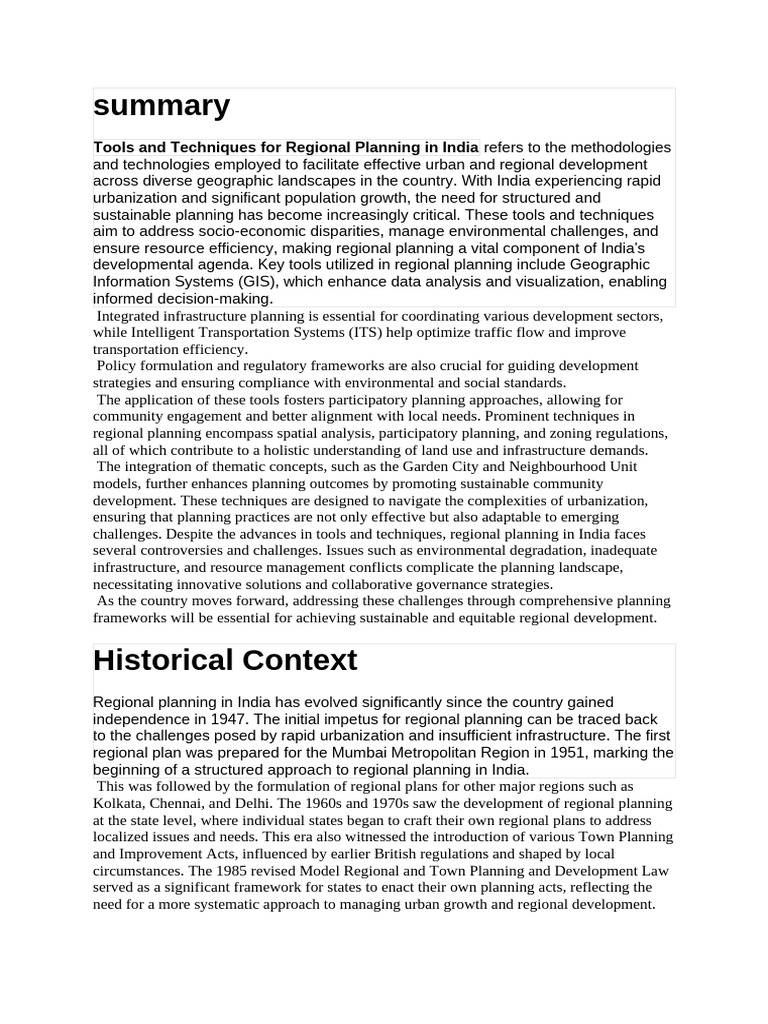Tools for Regional Planning in India | PDF | Sustainability | Urban ...
