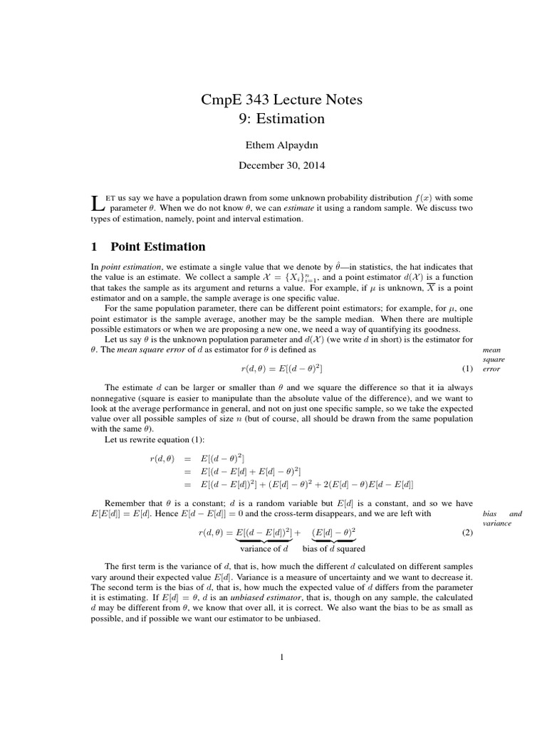 Estimation | PDF | Estimator | Bias Of An Estimator