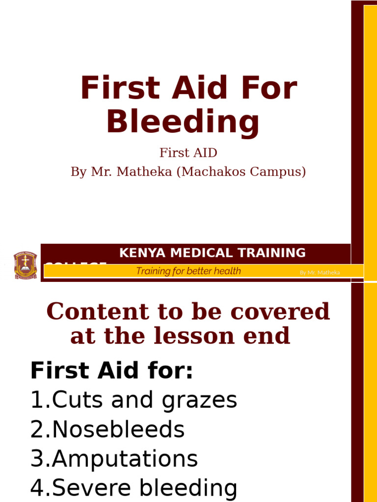 First Aid For Bleeding | PDF | Bleeding | Wound