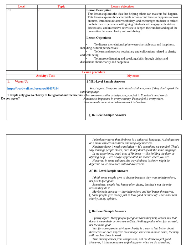 Happiness Through Giving Table | PDF | Happiness | Psychology