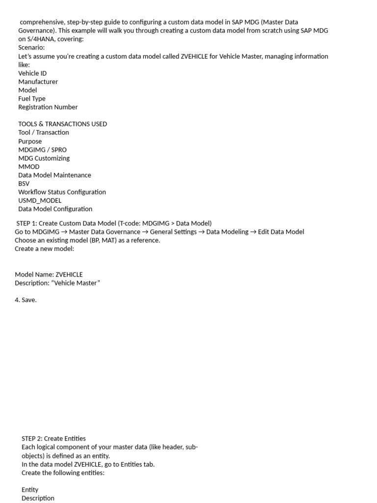 Configuring Custom Data Model ZVEHICLE | PDF | Data Model | Information ...