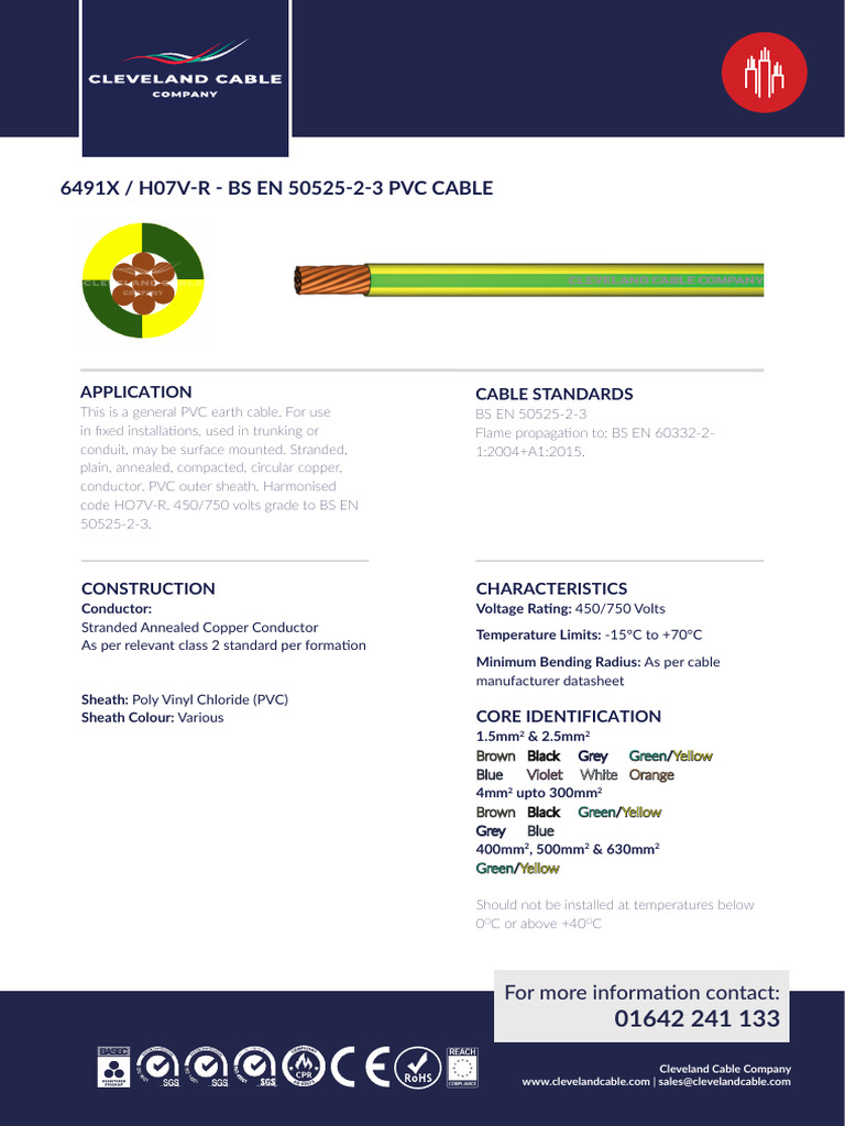 6491X PVC Cable Specifications | PDF | Electrical Conductor | Copper