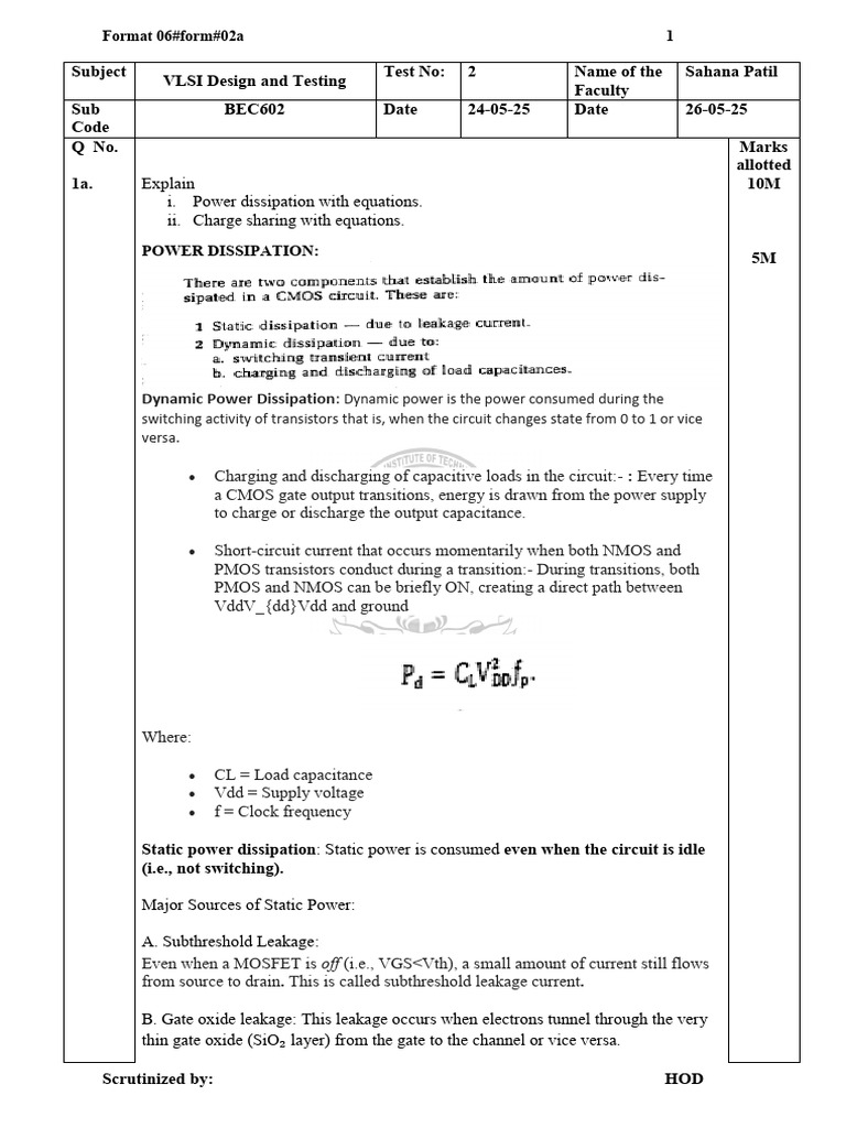 Solved-2nd Internal Question Paper | PDF | Cmos | Logic Gate