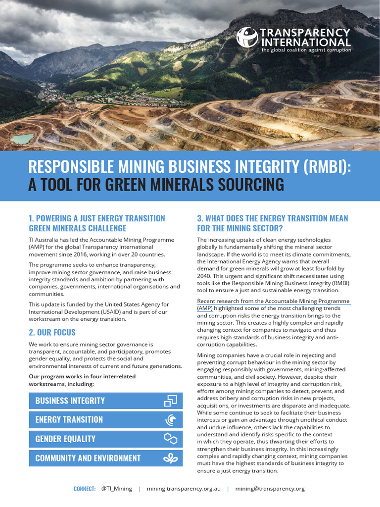 Responsible Mining Integrity Tool Guide | PDF | Mining | Corruption