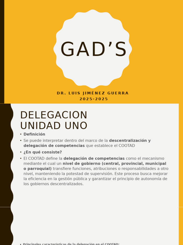 Significado de GAD y su función en el COOTAD | PDF | Gobierno ...
