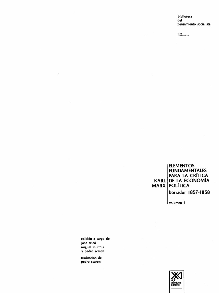Karl Marx- Grundrisse -Tomo I