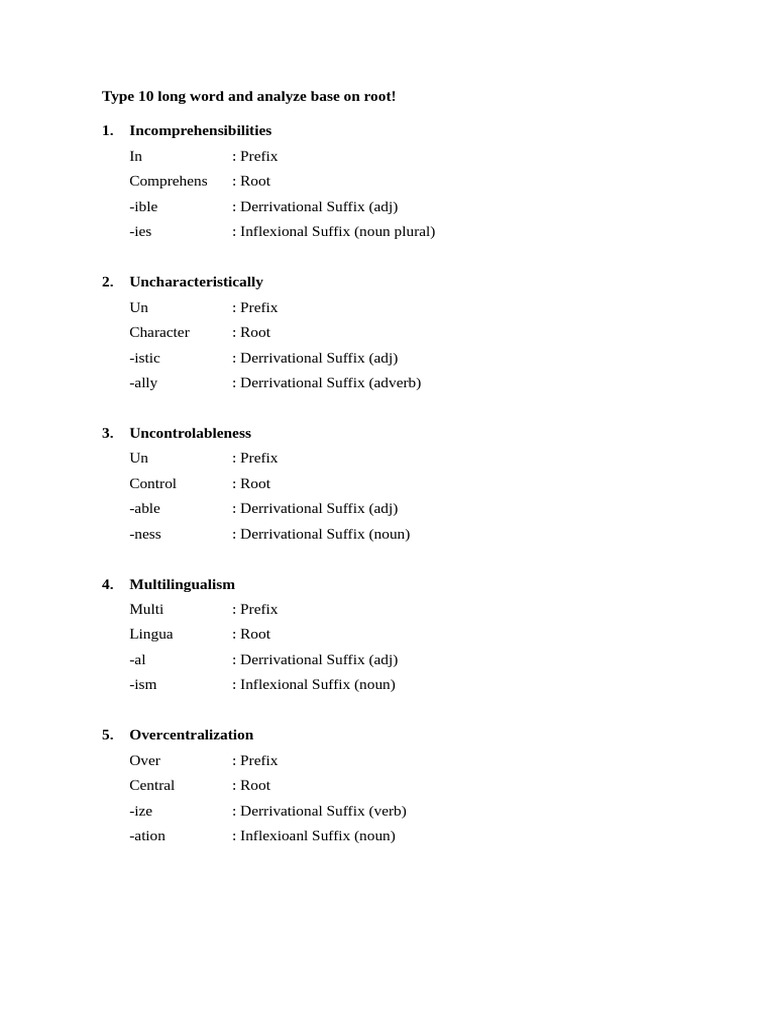 Analyze Long Words by Roots and Suffixes | PDF