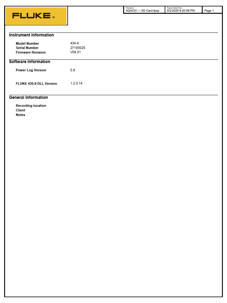 Power Measurement Report: AQAC01 | PDF | Alternating Current | Electricity