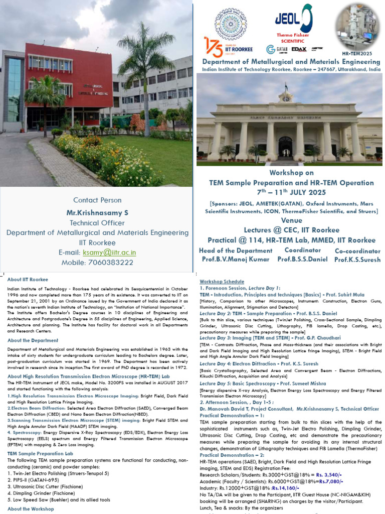 TEM Sample Prep & HR-TEM Workshop 2025 | PDF | Transmission Electron ...
