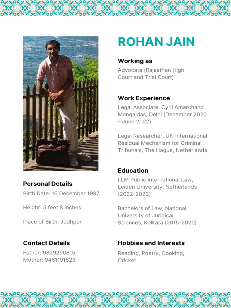 Rohan Jain: Advocate and Legal Scholar | PDF