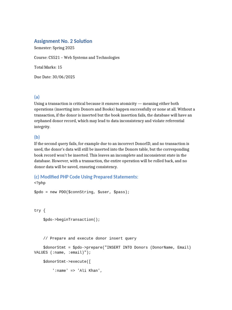 CS521 Assignment 2: Database Transactions | PDF