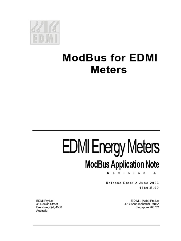 EDMI ModBus Meter Setup Guide | PDF | Telecommunications | Data ...