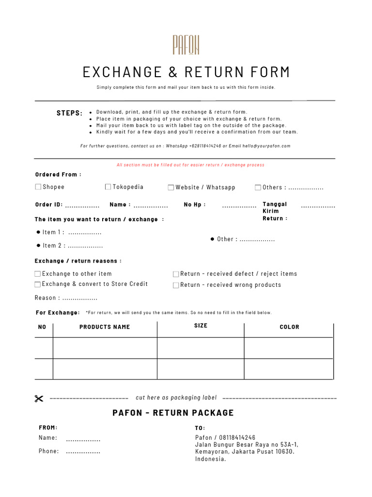 Exchange Return Form 2407 | PDF