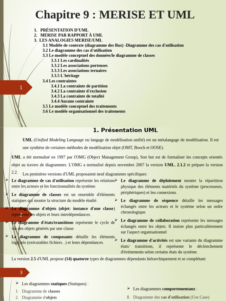Comparaison Merise et UML | PDF | Langage de Modélisation Unifié | Cas ...
