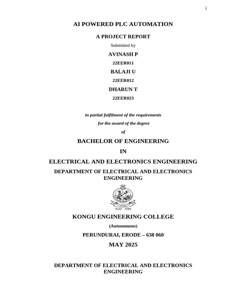 AI-Driven PLC Automation Project Report | PDF | Programmable Logic ...