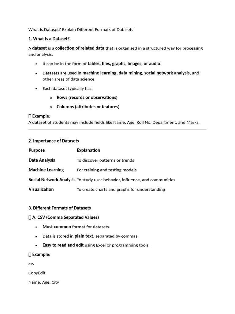 Understanding Datasets and Their Formats | PDF | Internet Of Things | Json