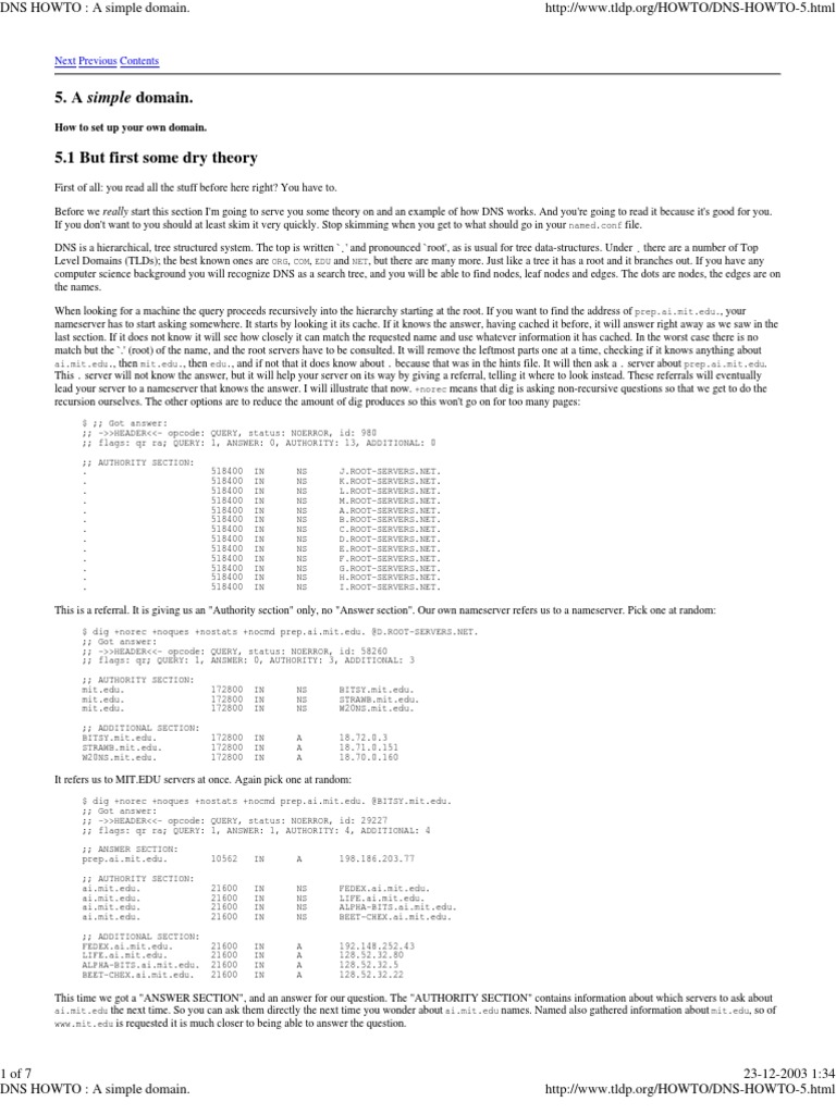 DNS HOWTO - A Simple Domain | PDF | Domain Name System | Cyberspace