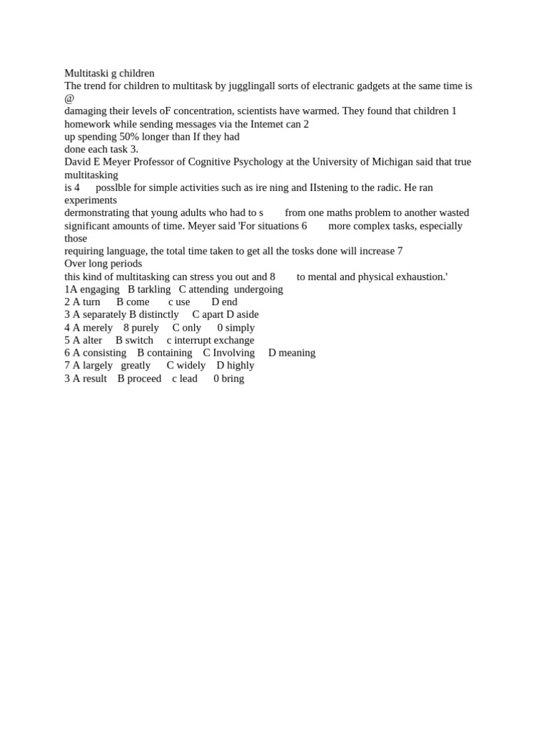 Impact of Multitasking on Kids' Focus | PDF