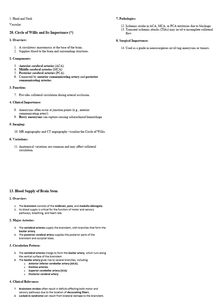Circle of Willis and Brain Blood Supply | PDF | Coronary Circulation | Vein