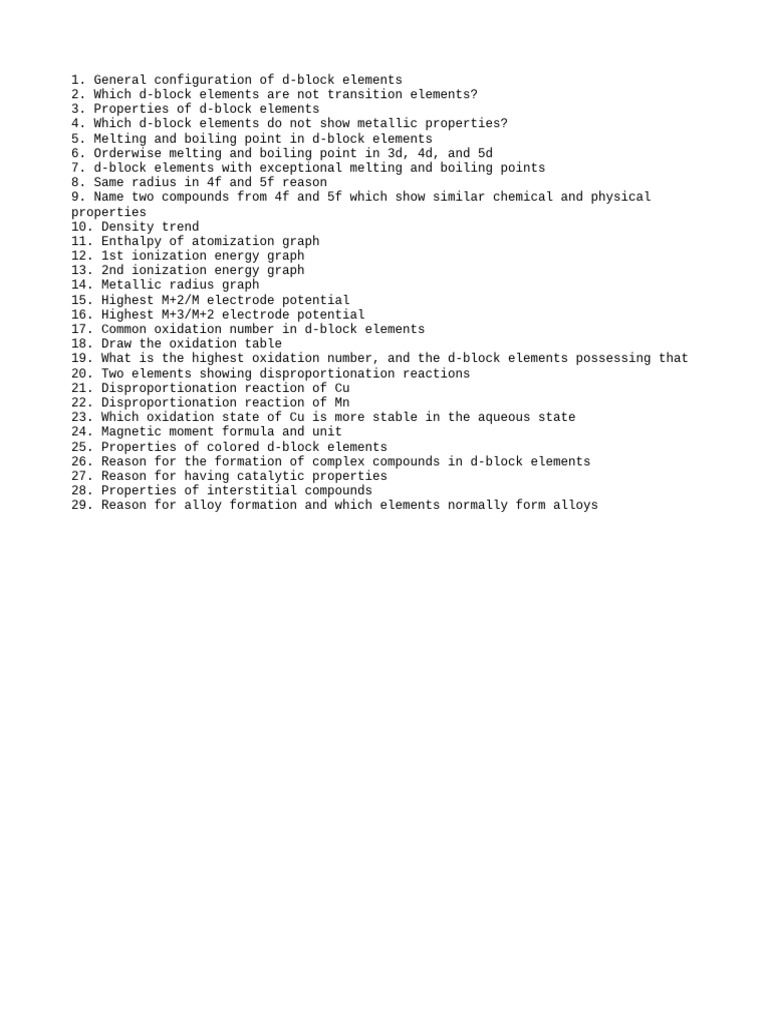 Overview of d-Block Element Properties | PDF