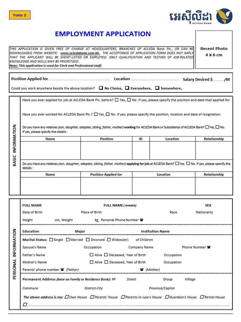 Job Application Eng | PDF | Employment