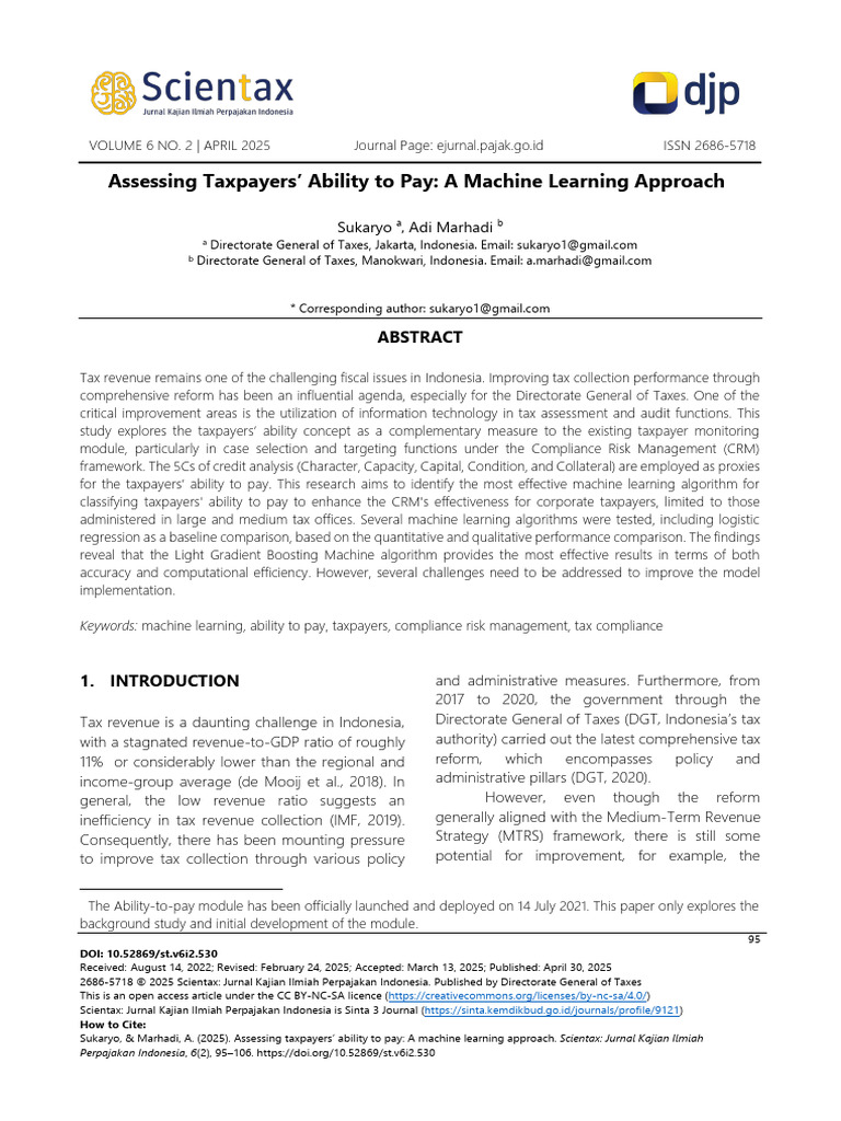 Machine Learning for Taxpayer Assessment | PDF | Quartile | Taxes