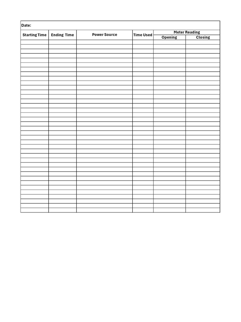 Meter Reading Log for Power Usage | PDF