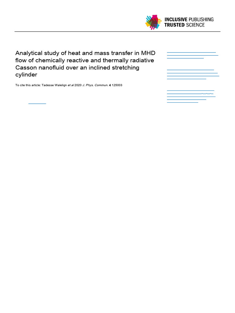 MHD Flow of Casson Nanofluid Analysis | PDF | Fluid Dynamics | Boundary ...