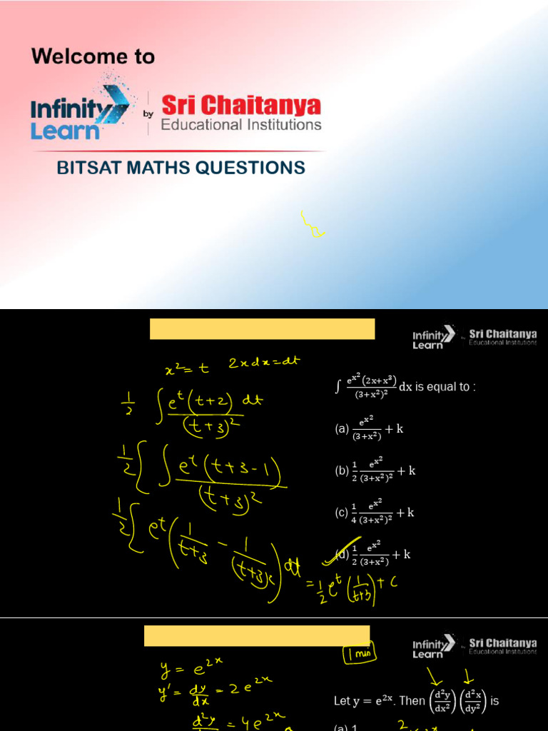 BITSAT Math Questions and Solutions | PDF | Mathematical Analysis ...