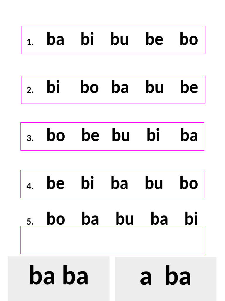 Ba Bi Bu Be Bo | PDF