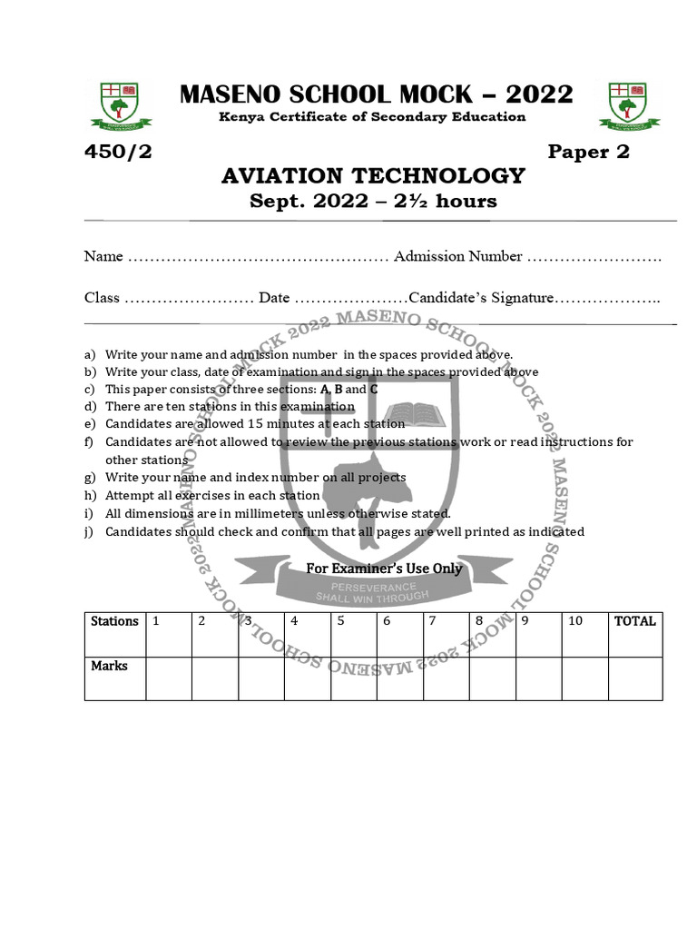 Maseno School Mock Exam 2022 Guide | PDF