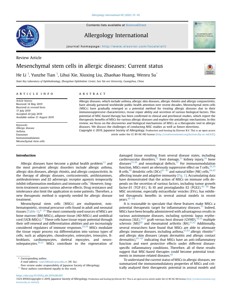 1 s2.0 S132389301930111X Main | PDF | Mesenchymal Stem Cell | T Helper Cell