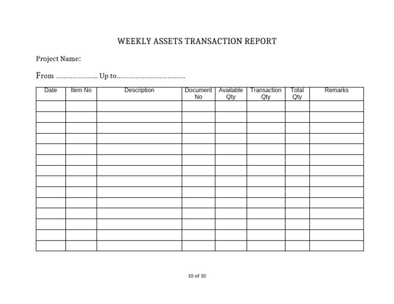 Weekly Assets Transaction Report | PDF