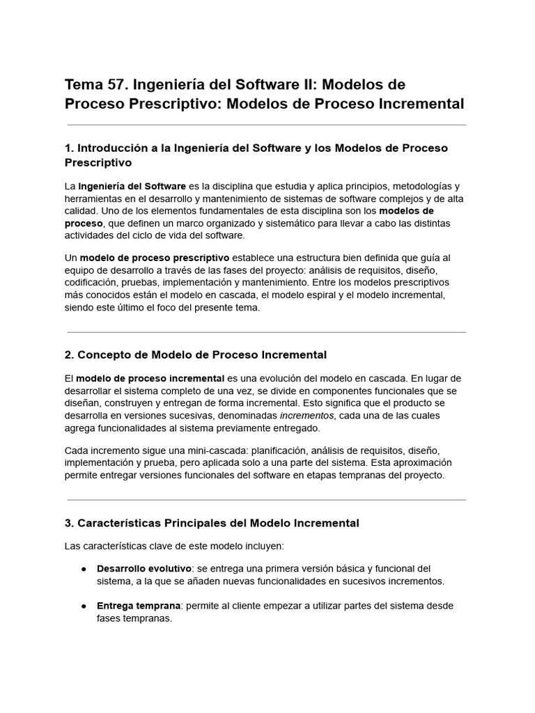 Tema 57 Ingeniería Del Software II Modelos de Proceso Prescriptivo ...